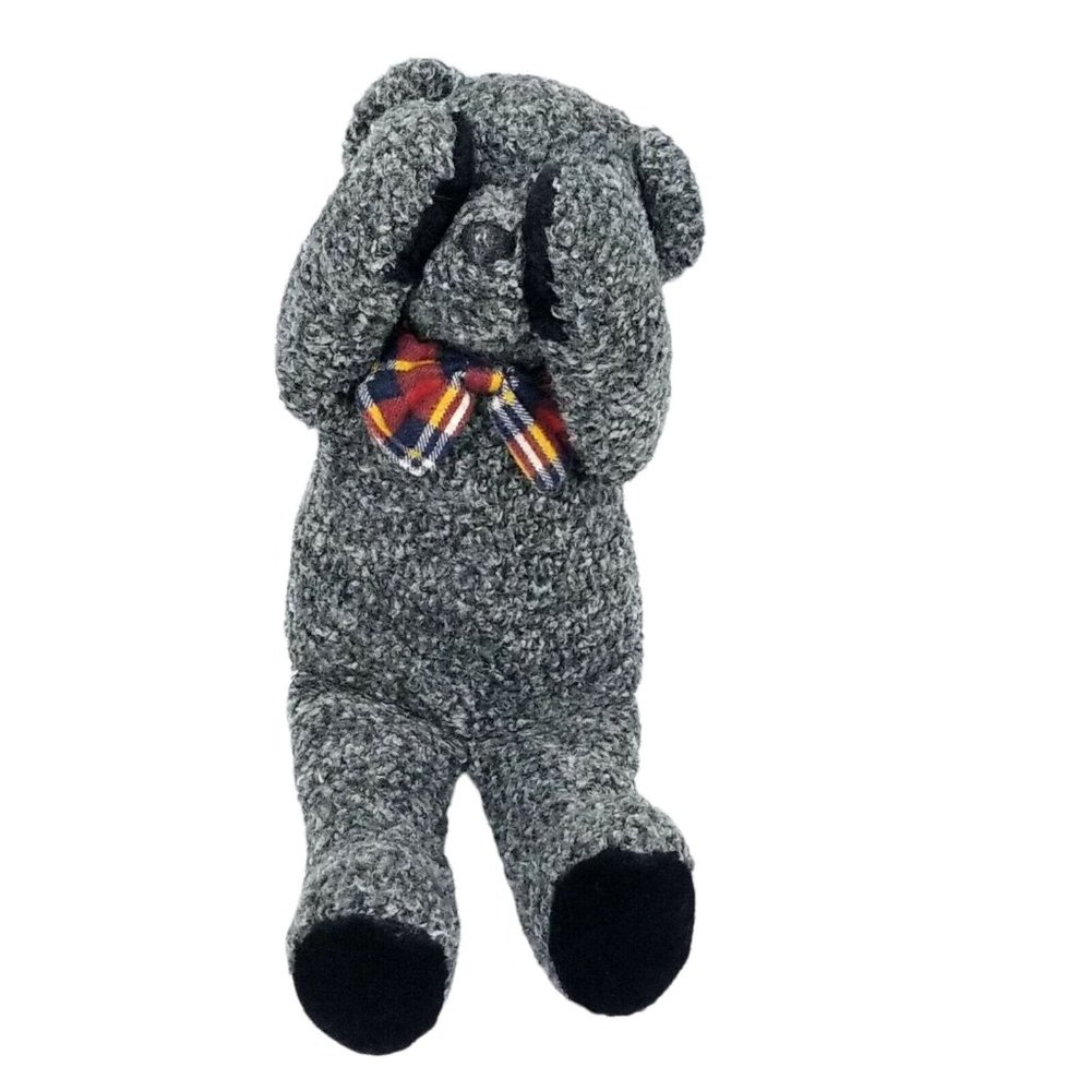 Mango Teddy Bear Company Bear Plush Gray Magnetic Paws Peek A Boo Plaid Bow Tie